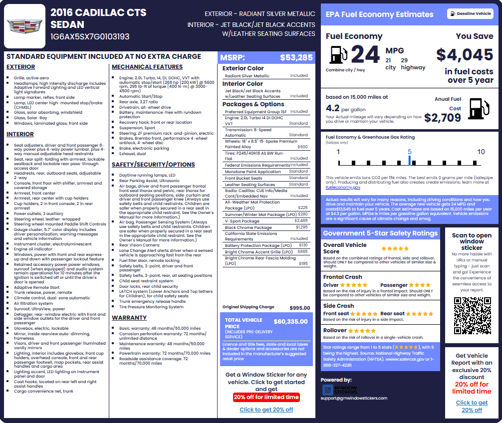 Jeep Window Sticker Sample